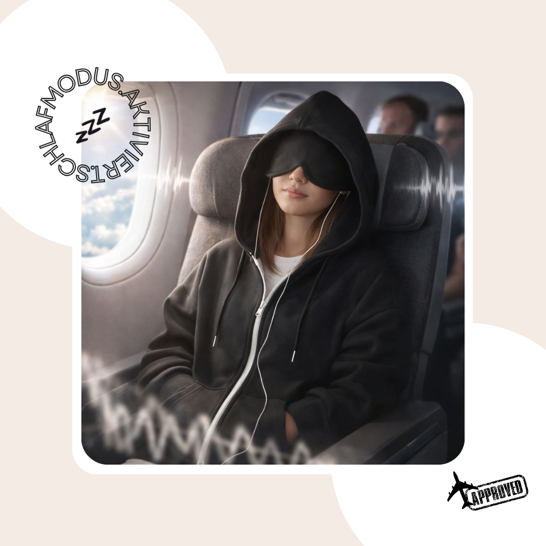 Reise-Hoodie mit Augenmaske