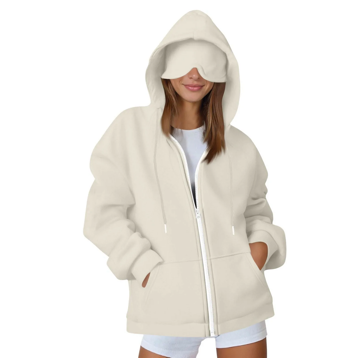 Reise-Hoodie mit Augenmaske