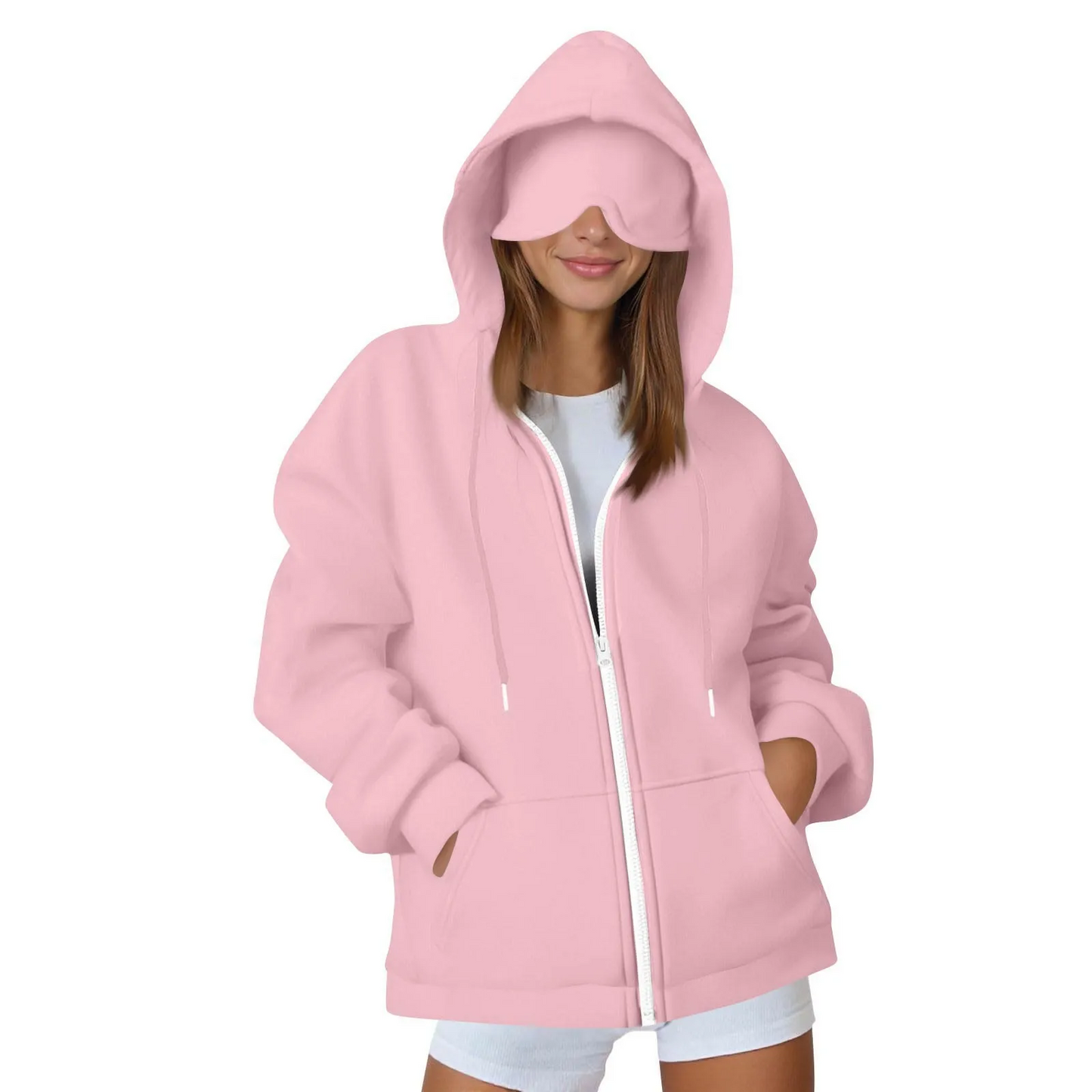 Reise-Hoodie mit Augenmaske