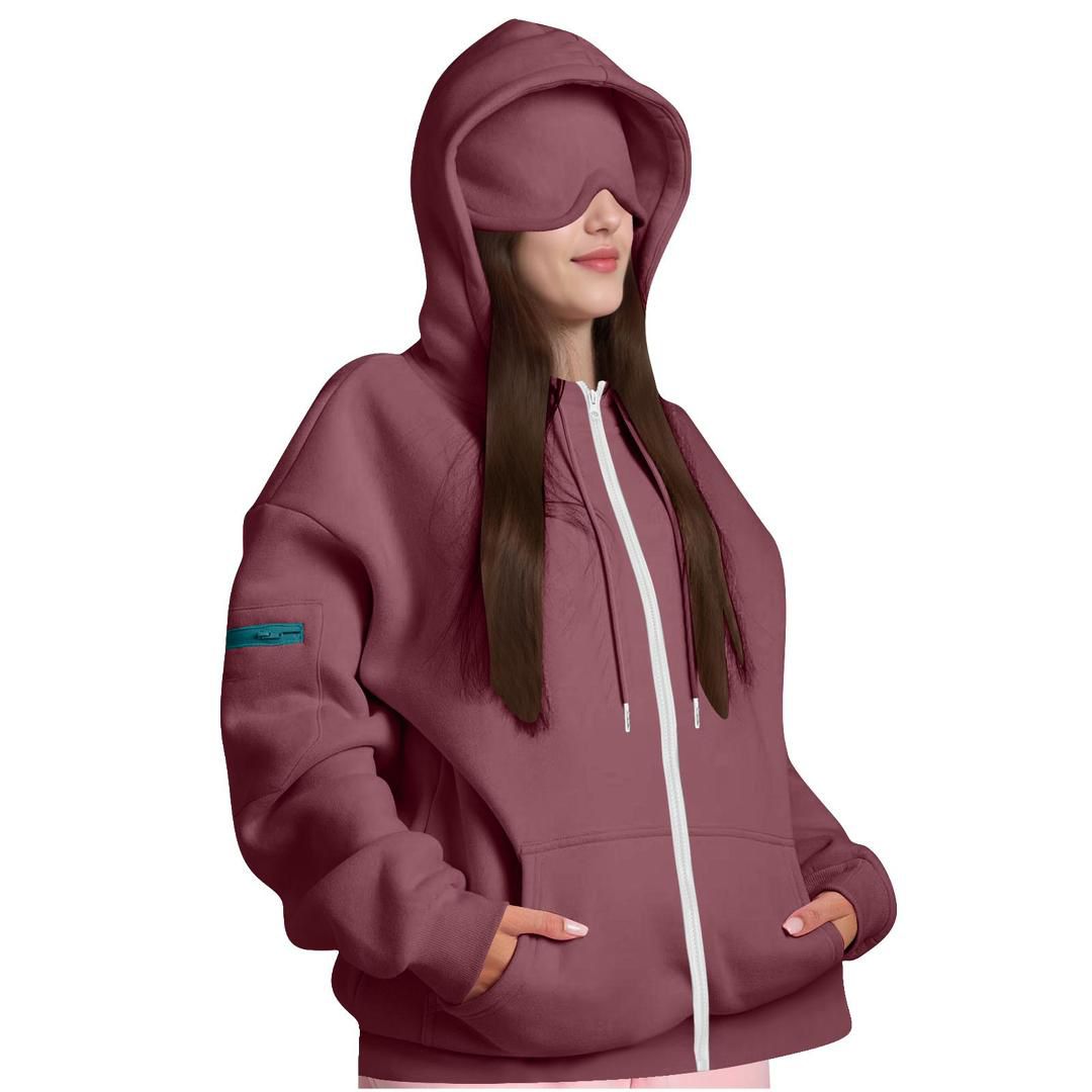 Reise-Hoodie mit Augenmaske